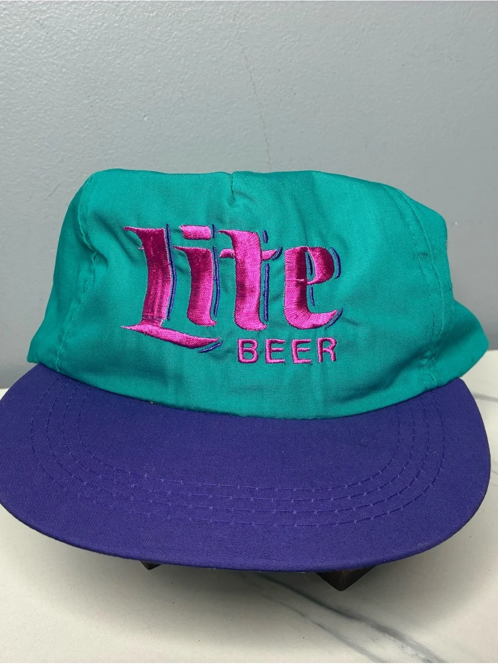 Embroidered Green & Purple Snapback Hat